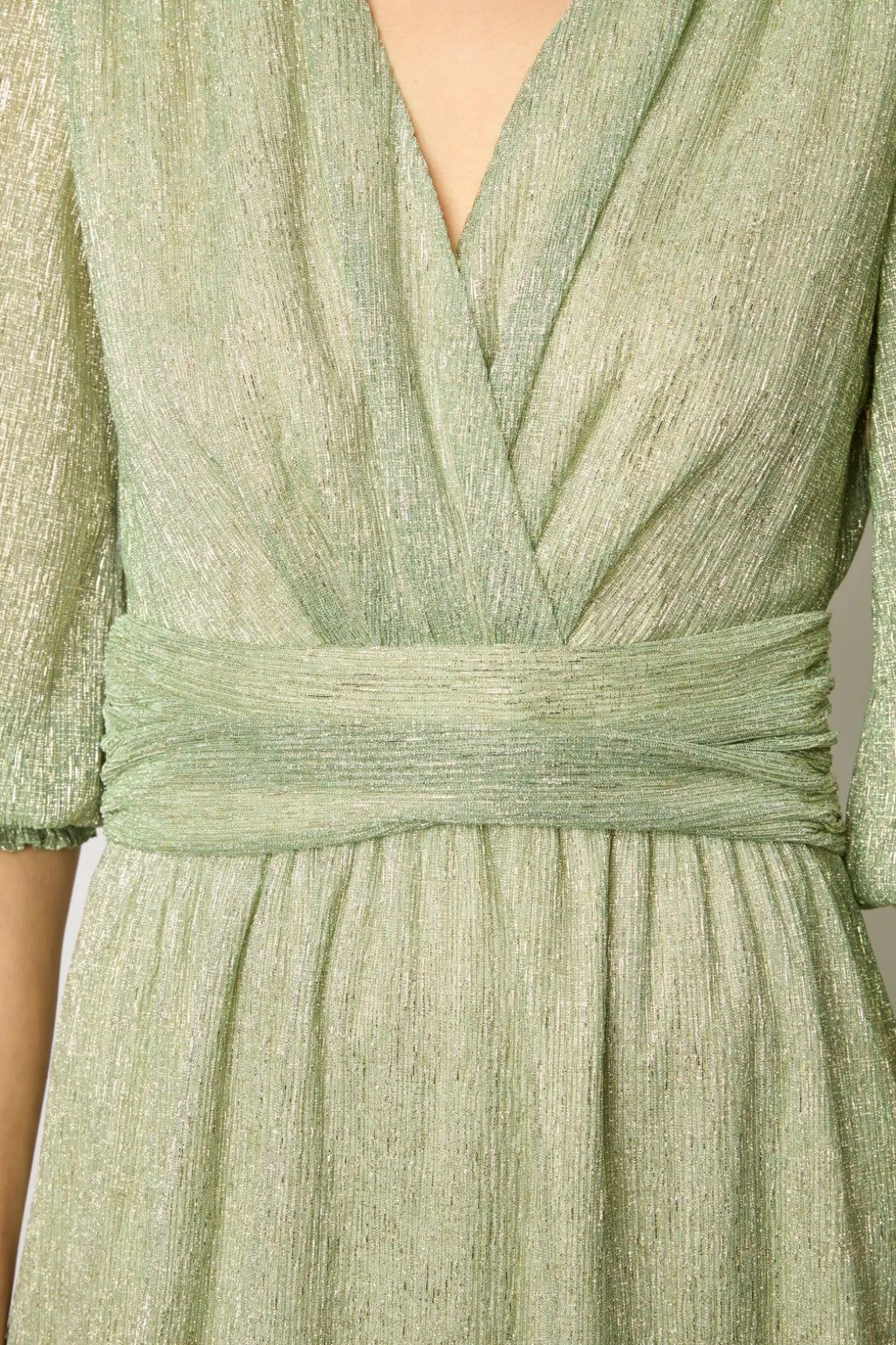Robe Longue En Lurex Vert D'Eau - Elline