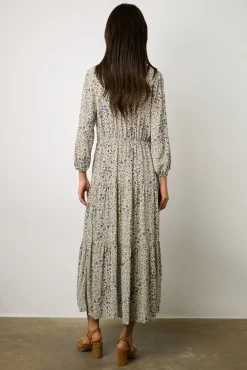 Robe Longue Imprime Floral Ecru - Erinna