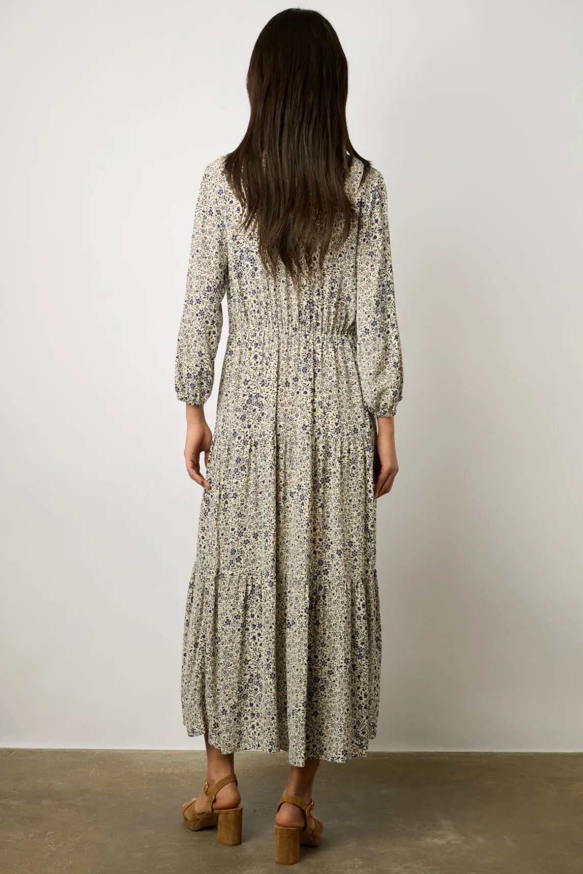 Robe Longue Imprime Floral Ecru - Erinna