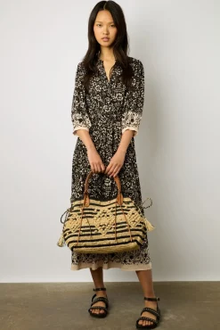 Robe Longue Imprimee Noir - Electra