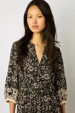 Robe Longue Imprimee Noir - Electra