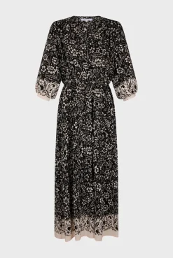 Robe Longue Imprimee Noir - Electra