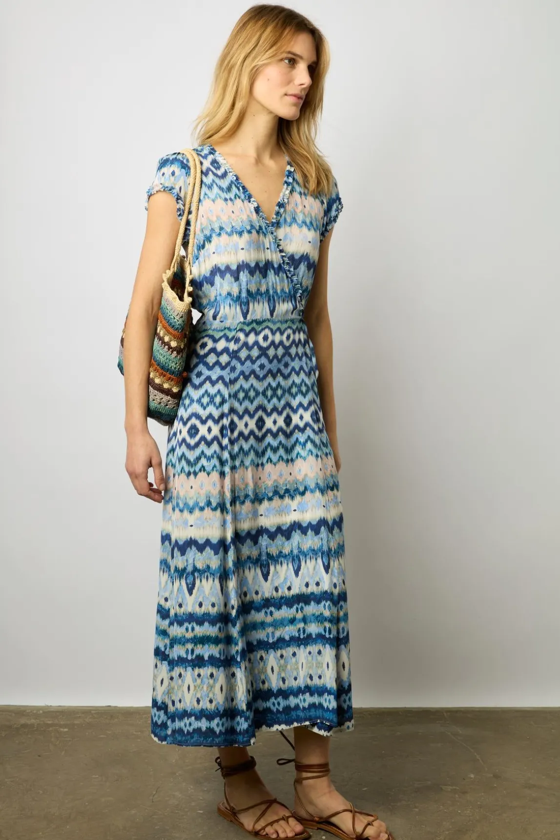 Robe Longue Portefeuille Indigo - Emilya
