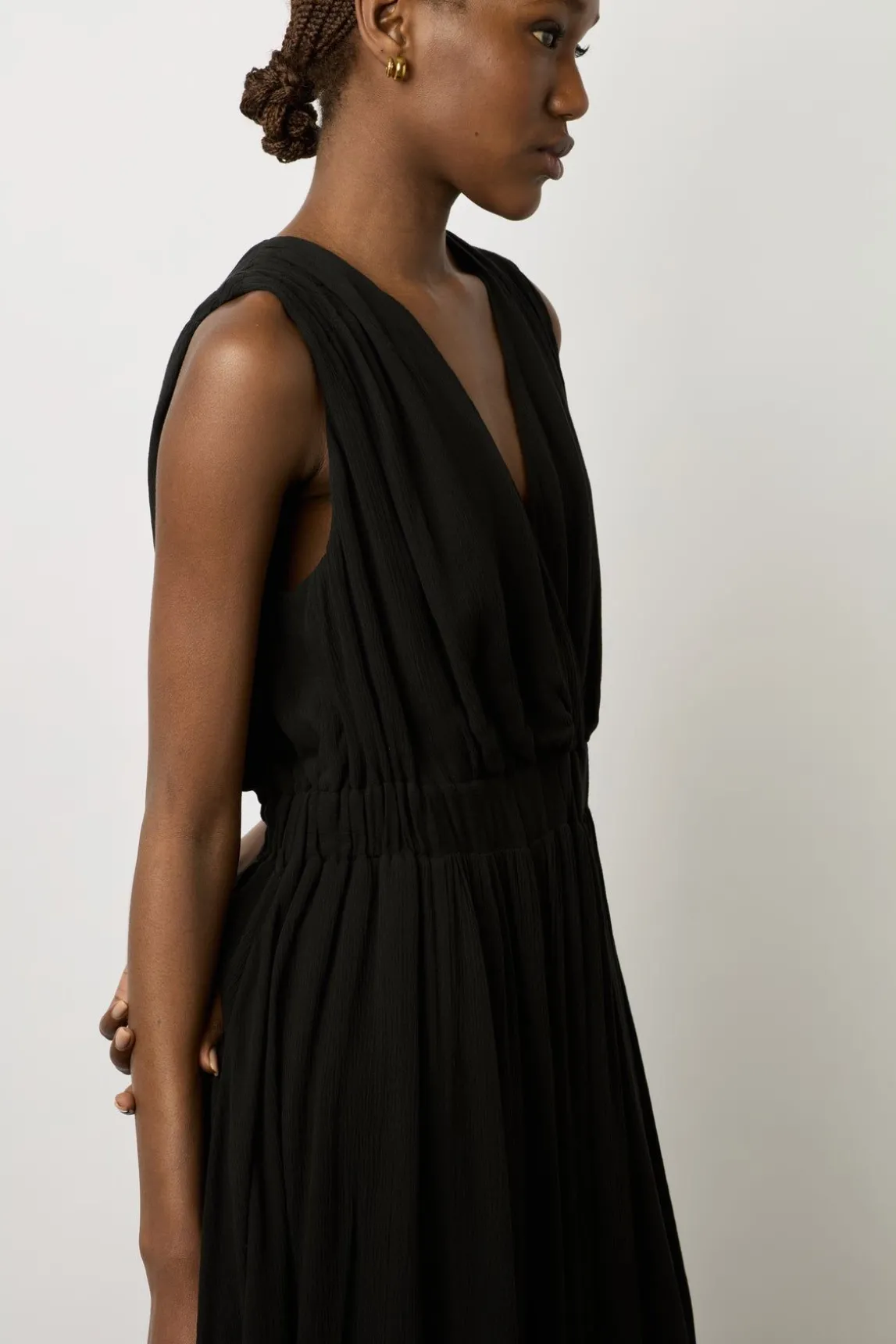 Robe Longue Sans Manche Noir - Elvina
