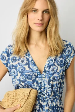 Robe Longue Tie And Dye Indigo - Euranie