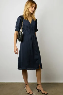 Robe Midi Cintree Marine - Elonie