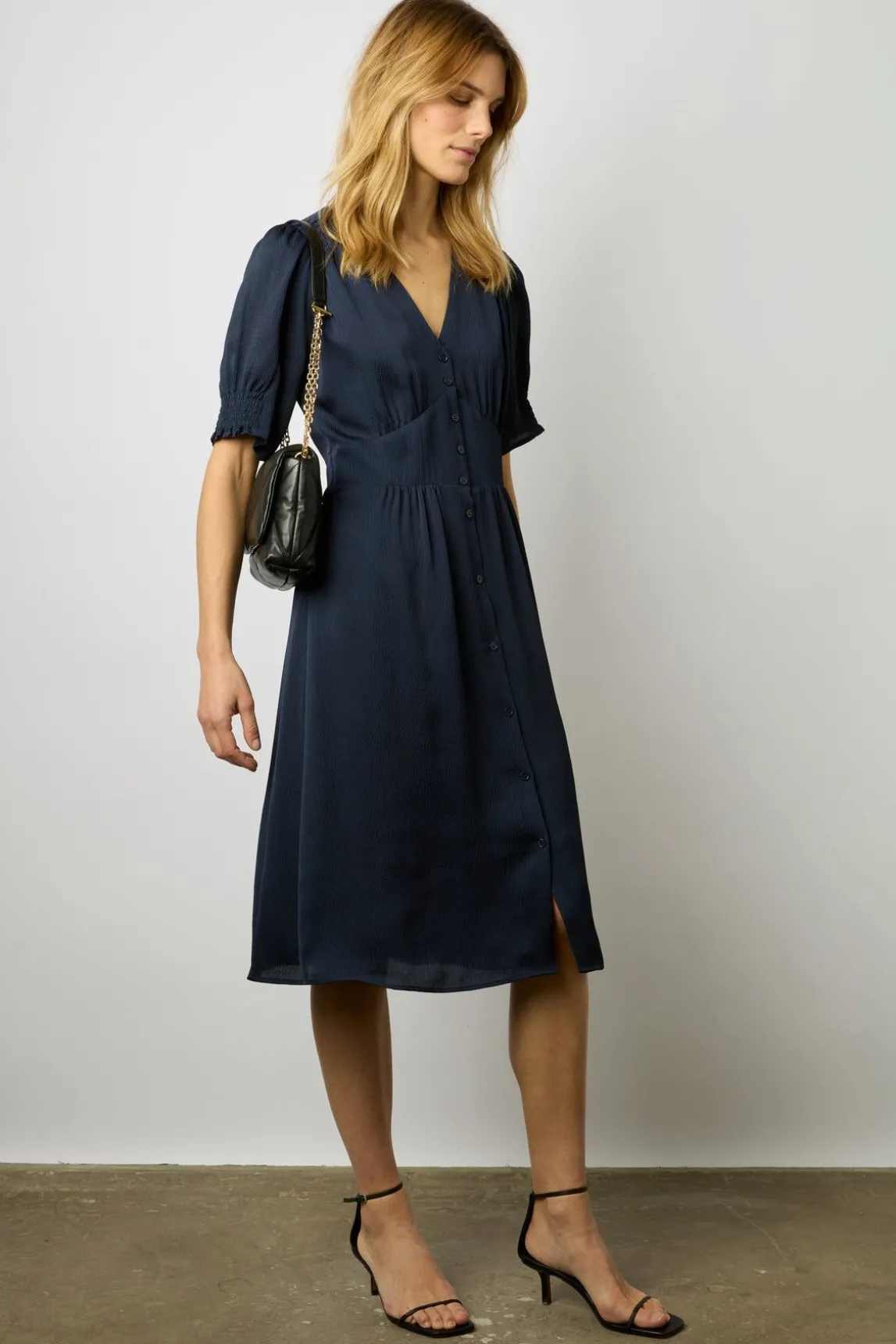 Robe Midi Cintree Marine - Elonie