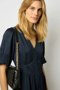 Robe Midi Cintree Marine - Elonie