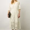 Robe Midi En Broderies Blanc - Eleonie