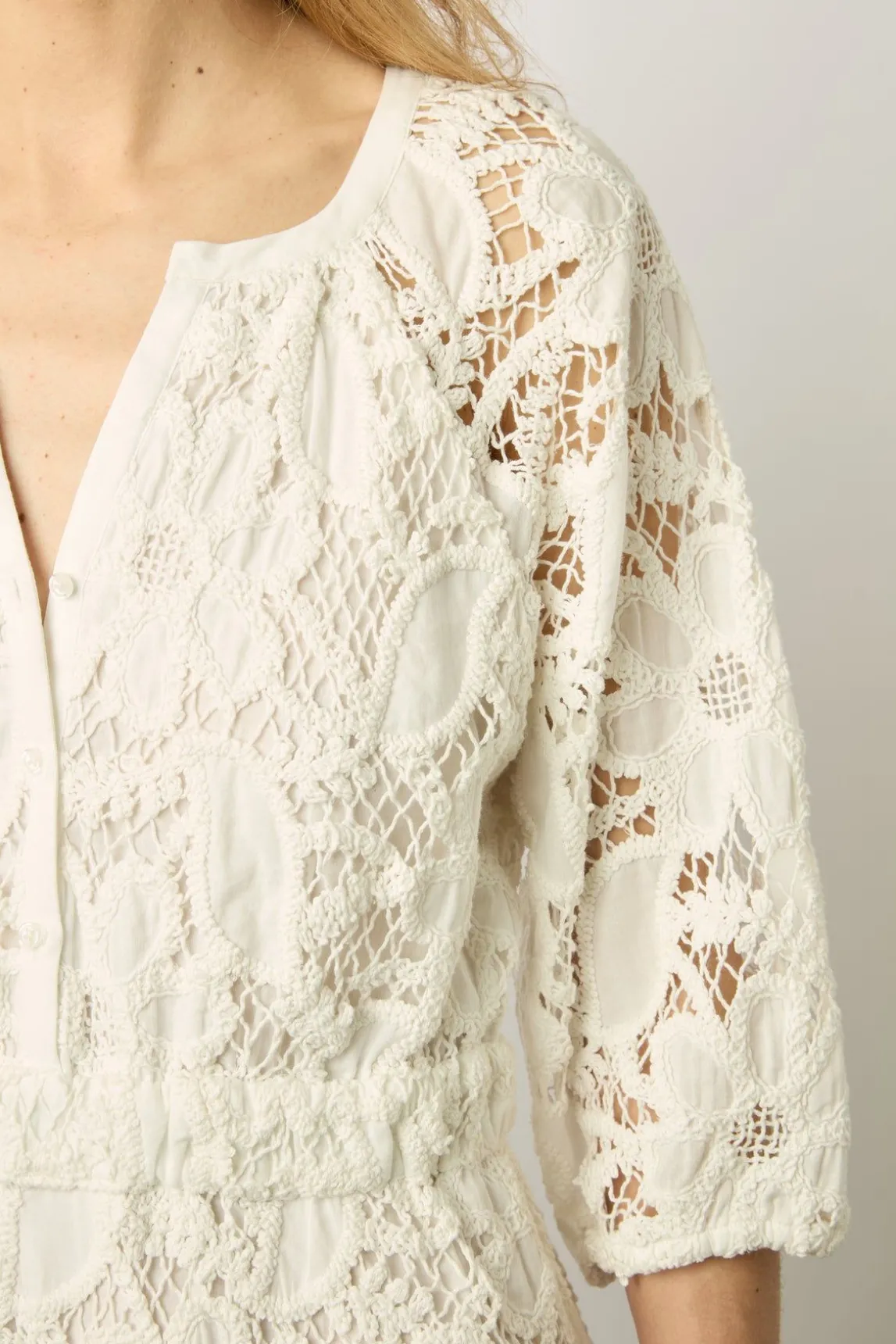 Robe Midi En Broderies Blanc - Eleonie