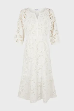 Robe Midi En Broderies Blanc - Eleonie