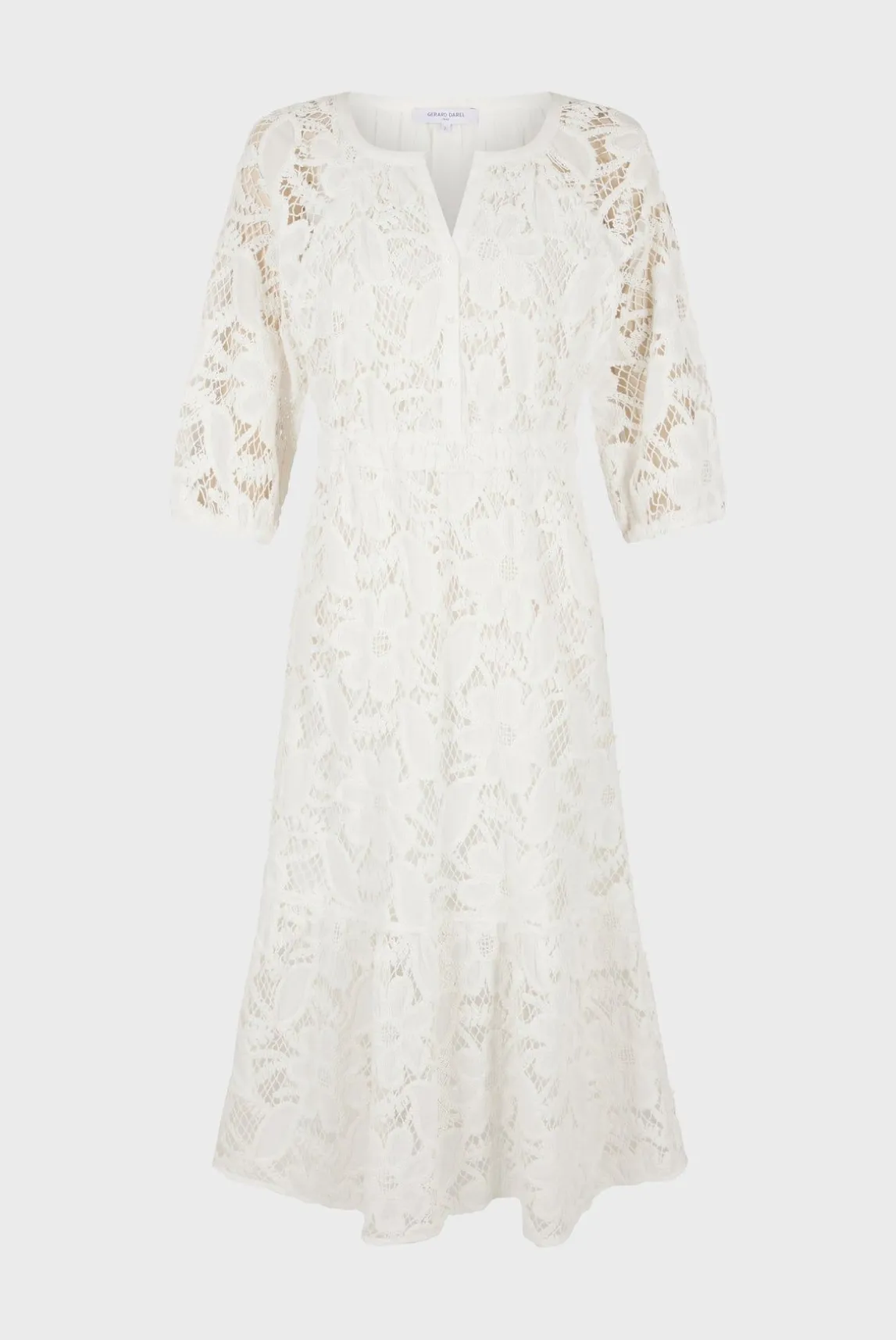 Robe Midi En Broderies Blanc - Eleonie