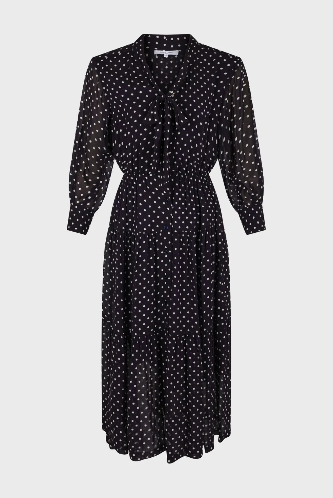 Robe Midi En Crepe A Pois Marine - Elda