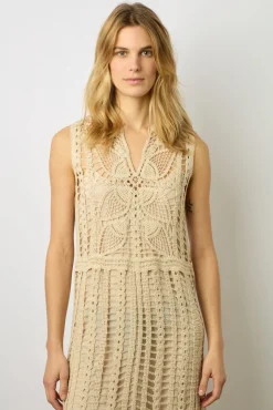 Robe Midi En Crochet Naturel - Edena