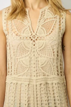 Robe Midi En Crochet Naturel - Edena