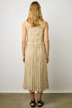 Robe Midi En Crochet Naturel - Edena