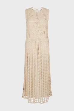 Robe Midi En Crochet Naturel - Edena