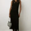 Robe Midi En Crochet Noir - Edena