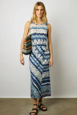Robe Midi Imprime Mexicain Ecru - Elissa