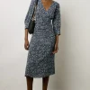 Robe Midi Imprimee Marine - Estelle