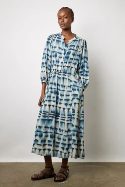 Robe Midi Tie And Dye Encre - Ellya