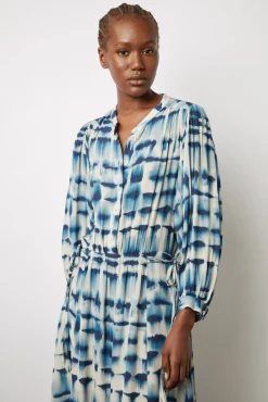 Robe Midi Tie And Dye Encre - Ellya