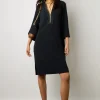 Robe Mi-Longue Col Zippe Marine - Eliff