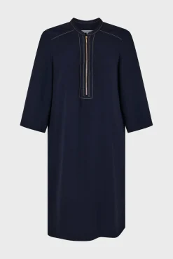 Robe Mi-Longue Col Zippe Marine - Eliff
