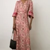 Robe Portefeuille En Soie Sangue - Edenn
