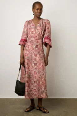 Robe Portefeuille En Soie Sangue - Edenn