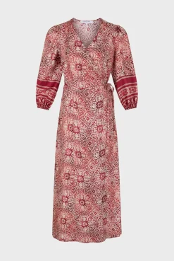 Robe Portefeuille En Soie Sangue - Edenn