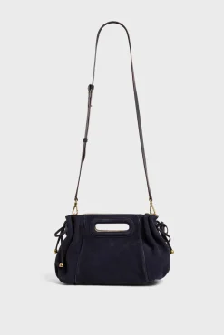 Sac A Main Cuir Velours Bleu - Mini Dany