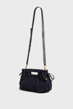 Sac A Main Cuir Velours Bleu - Mini Dany