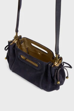 Sac A Main Cuir Velours Bleu - Mini Dany