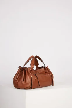 Sac A Main En Cuir De Veau Camel - Rebelle Gd