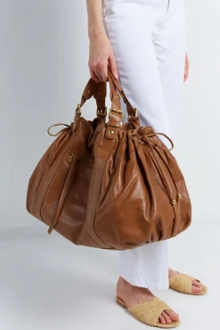 Sac A Main En Cuir De Veau Cognac - 72H