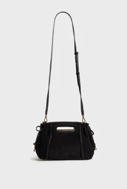 Sac A Main En Cuir Velours Noir - Mini Dany