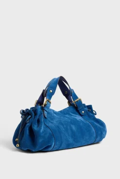 Sac A Main En Cuir Velours Denim - 24H
