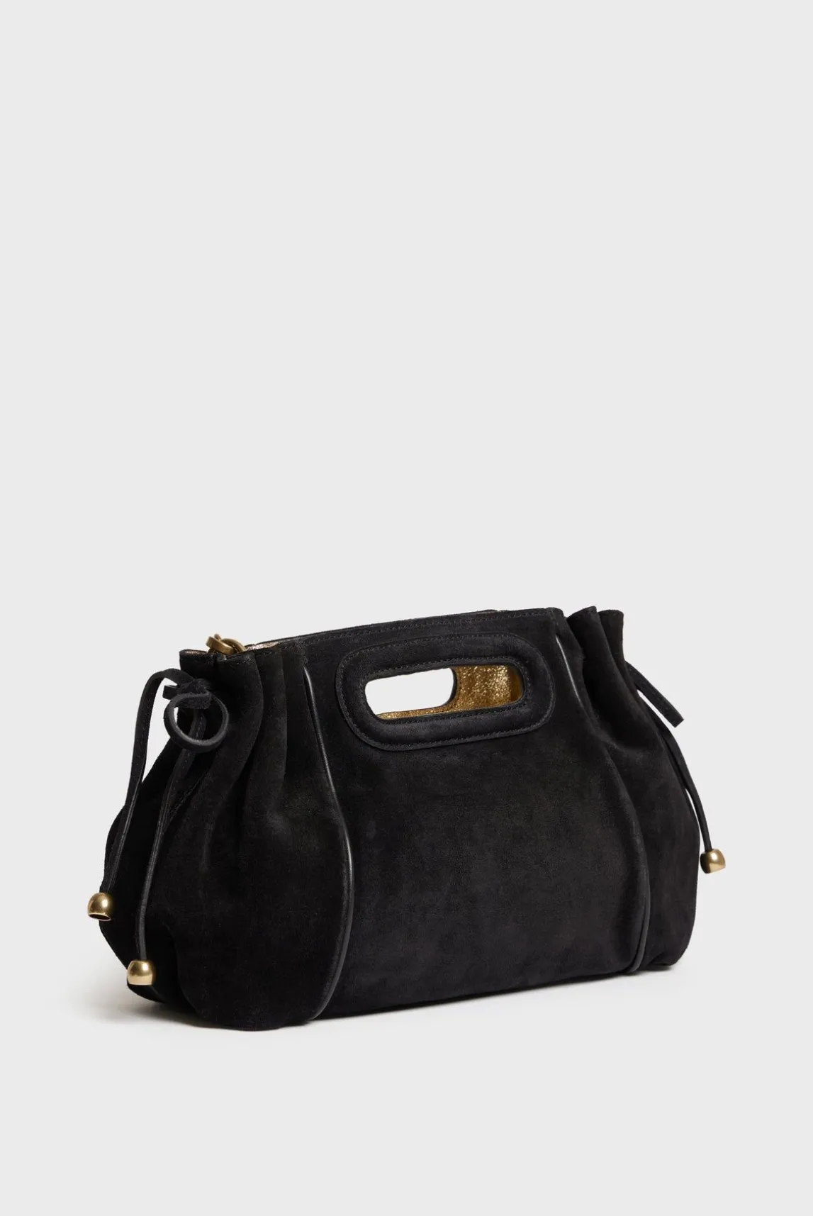 Sac A Main En Cuir Velours Noir - Mini Dany