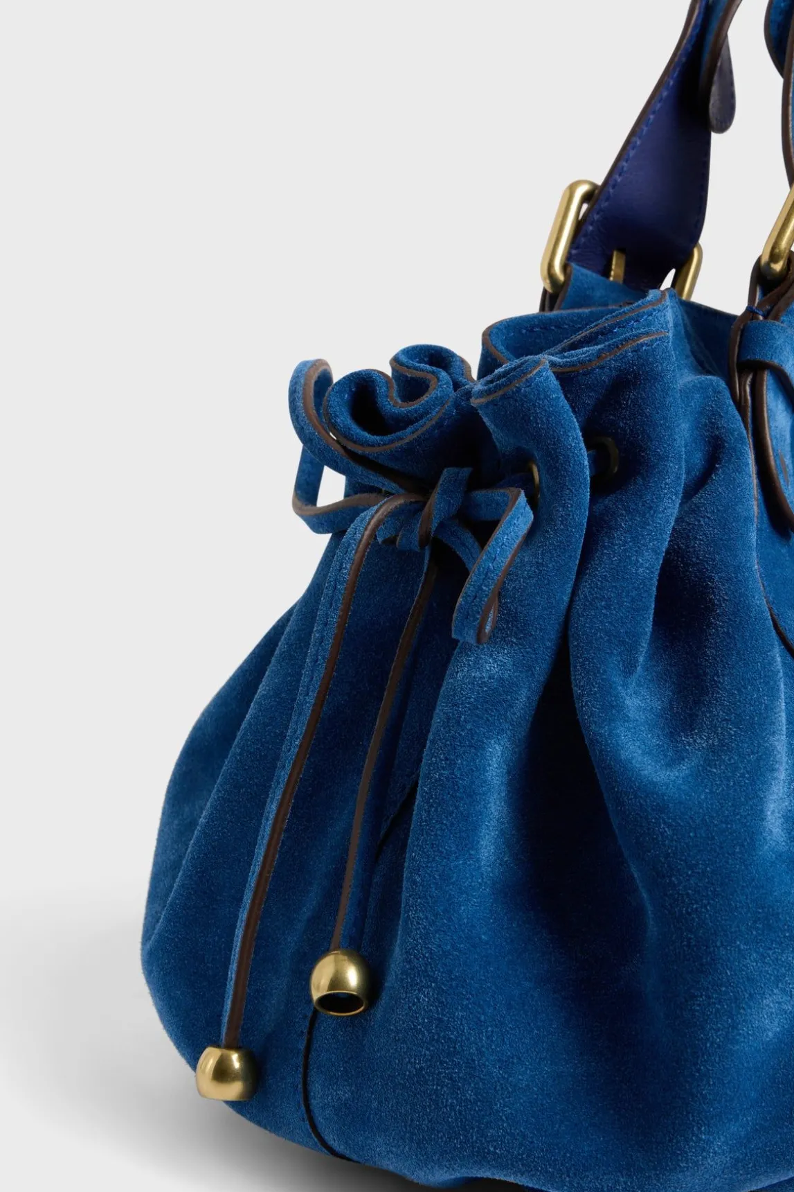 Sac A Main En Cuir Velours Denim - 24H