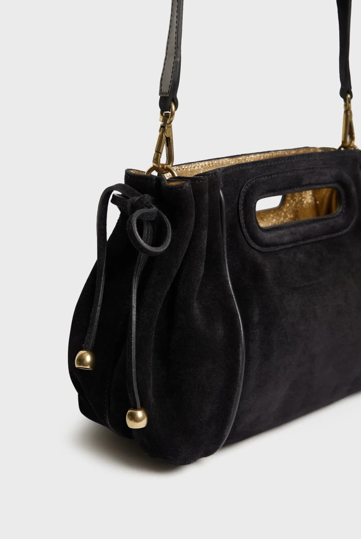 Sac A Main En Cuir Velours Noir - Mini Dany