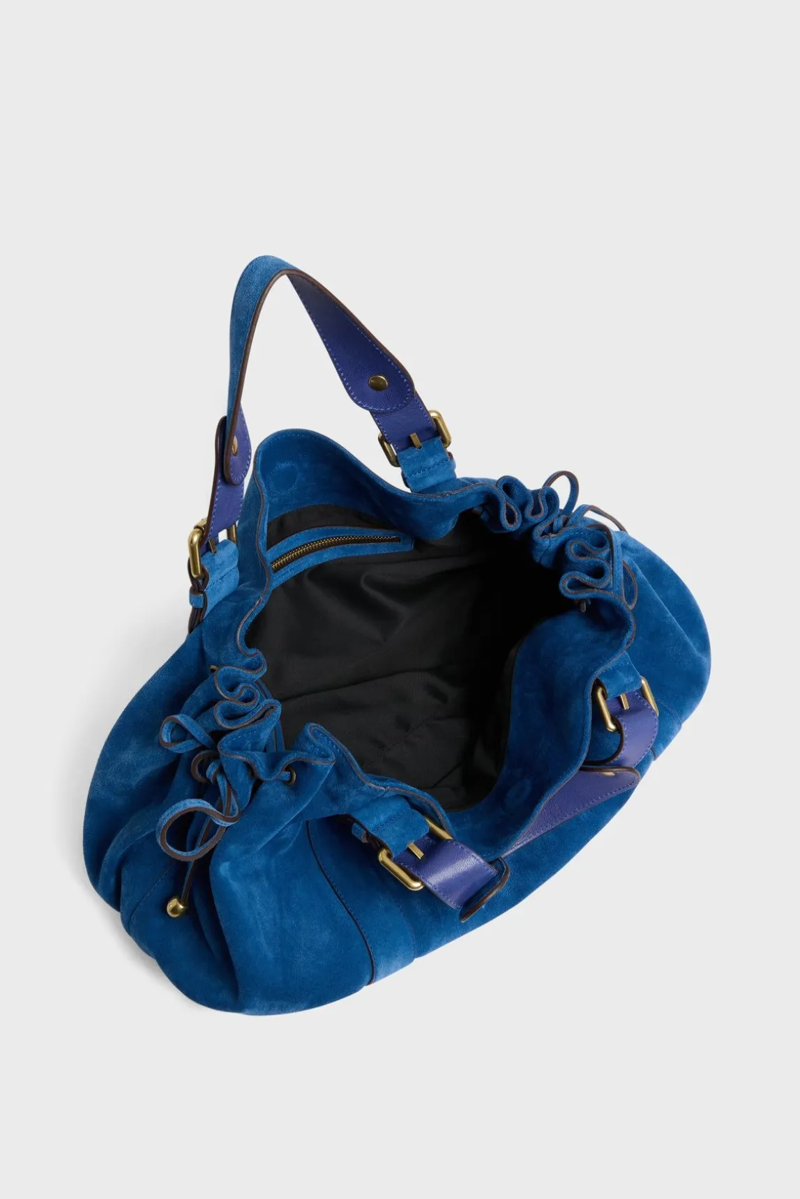 Sac A Main En Cuir Velours Denim - 24H
