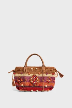 Sac A Main En Raphia Raye Rouge - 24Gd