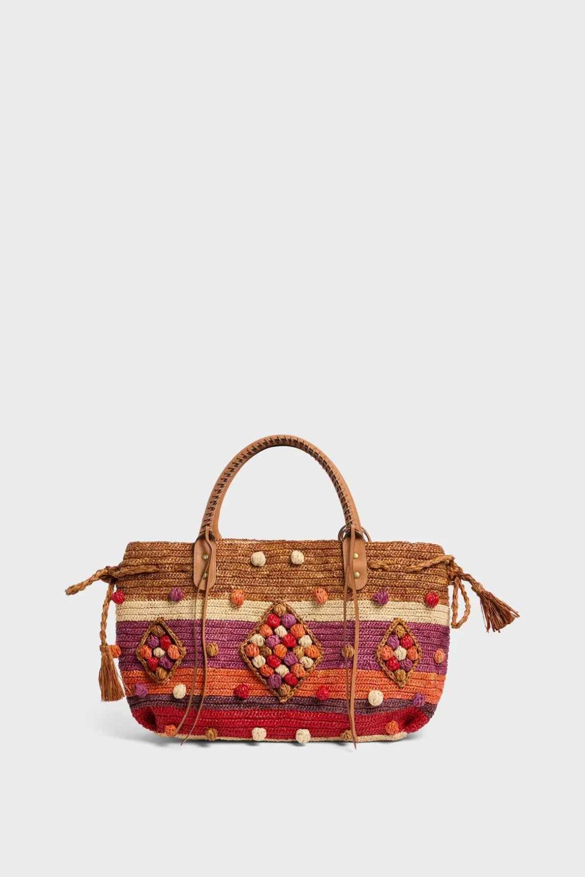 Sac A Main En Raphia Raye Rouge - 24Gd