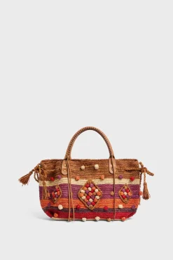 Sac A Main En Raphia Raye Rouge - 24Gd