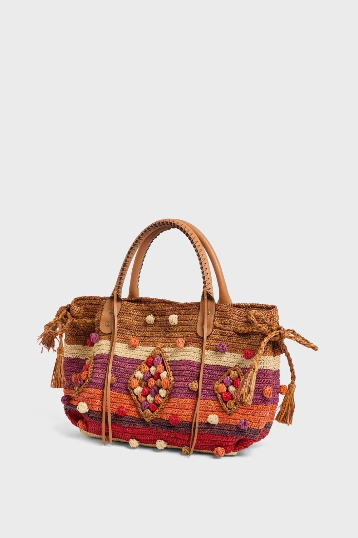 Sac A Main En Raphia Raye Rouge - 24Gd