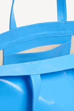 Sac Cabas En Toile Enduite Bleu - Lola