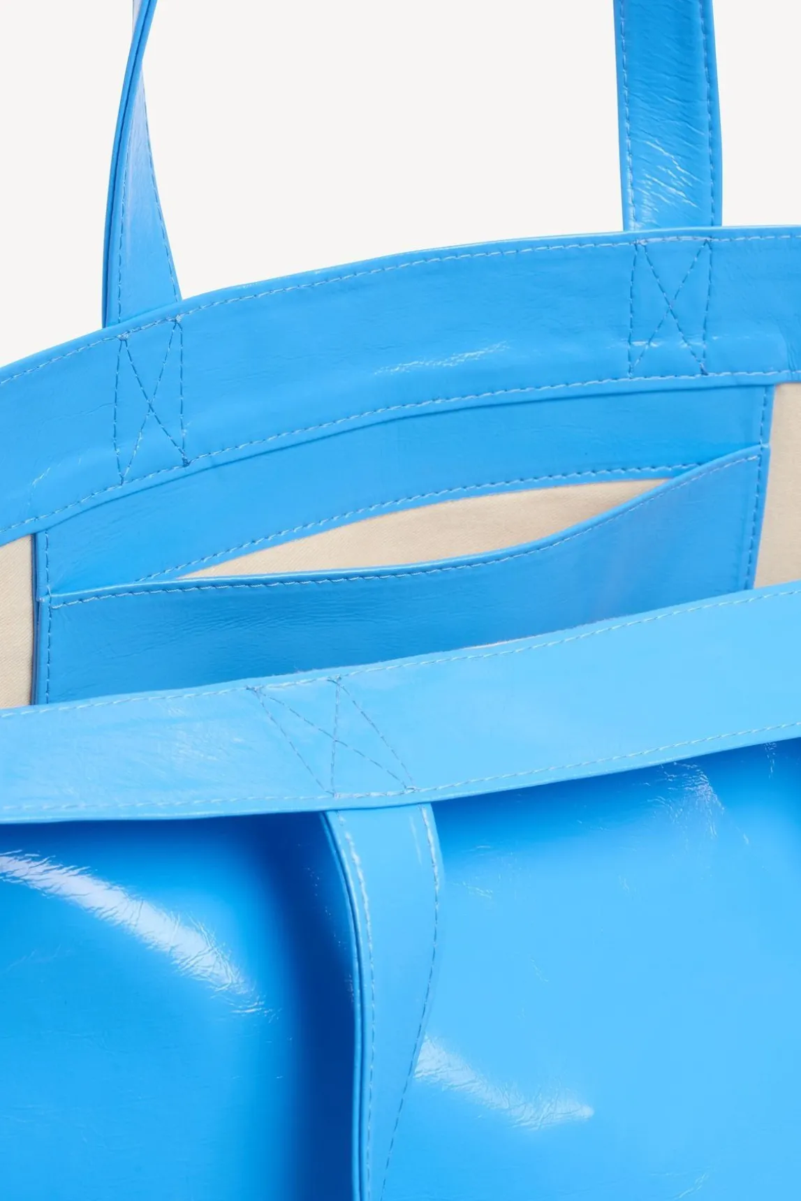 Sac Cabas En Toile Enduite Bleu - Lola