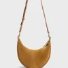 Sac Demi-Lune En Cuir Velours Ble - Suzanne