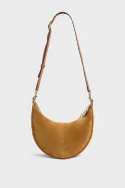 Sac Demi-Lune En Cuir Velours Ble - Suzanne
